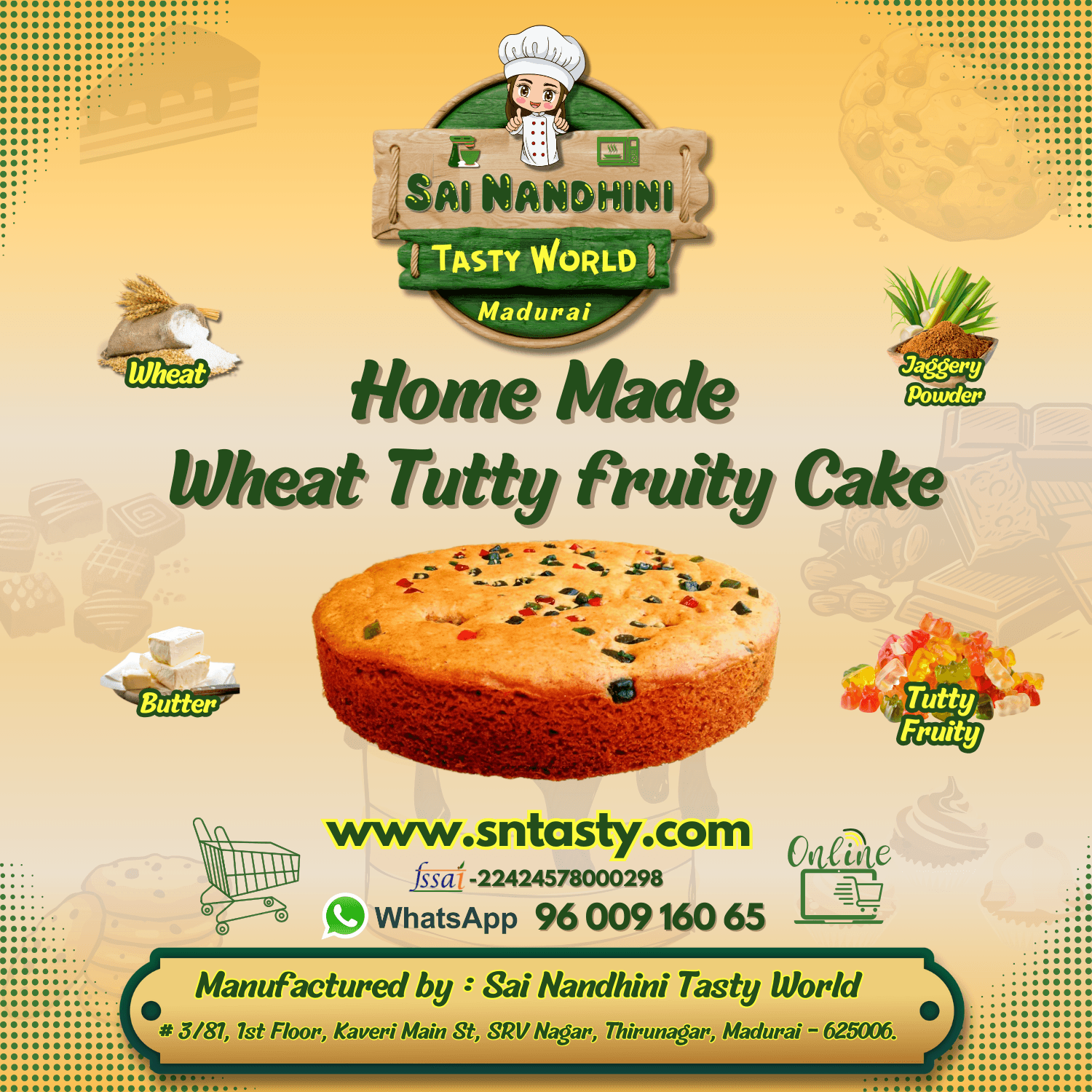Wheat Tutty Fruity Cake