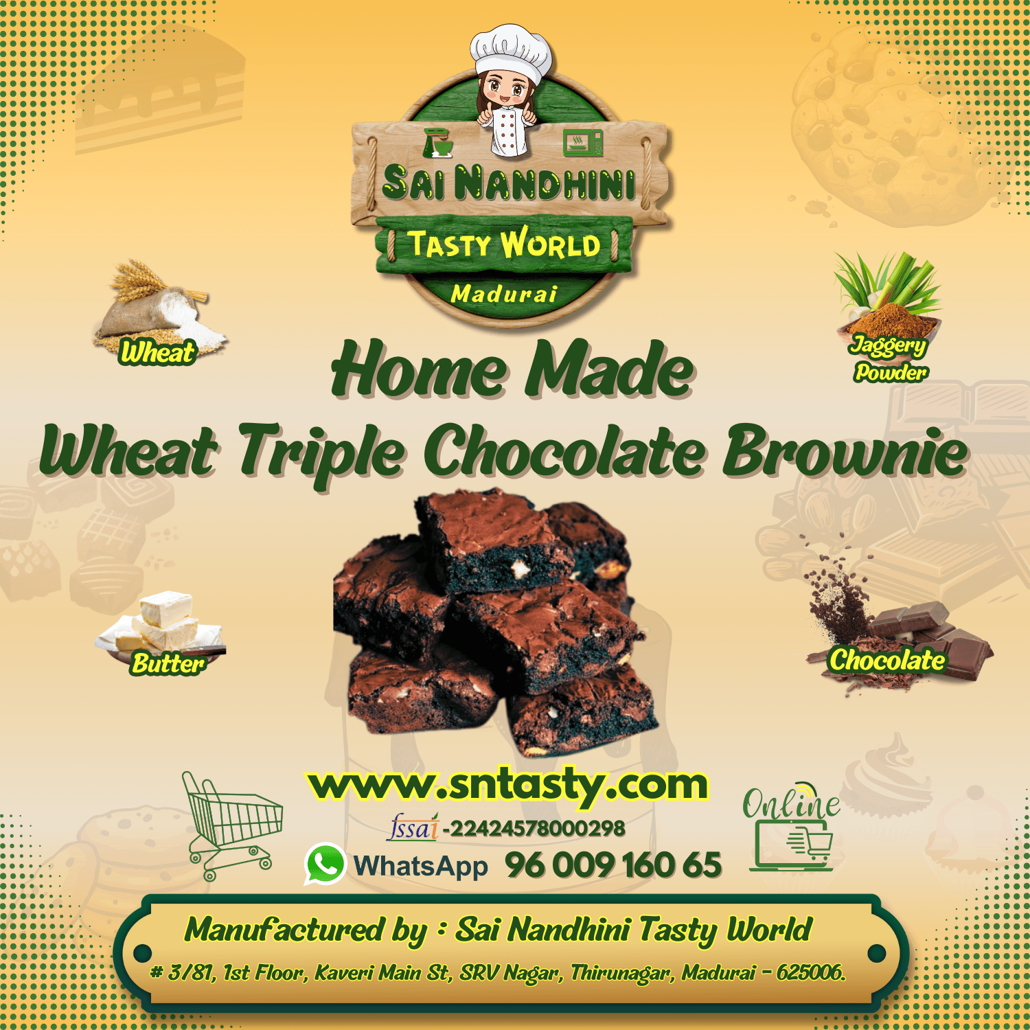 Wheat Triple Chocolate Brownie