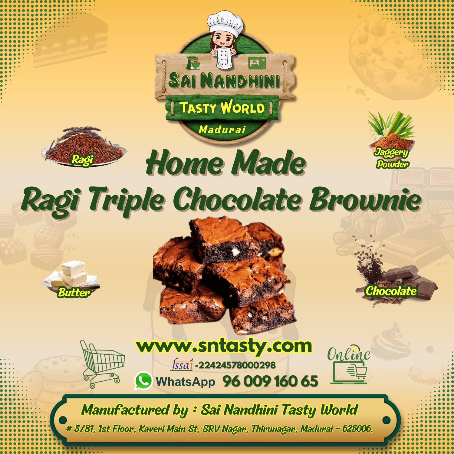 Ragi Triple Choholate Brownie