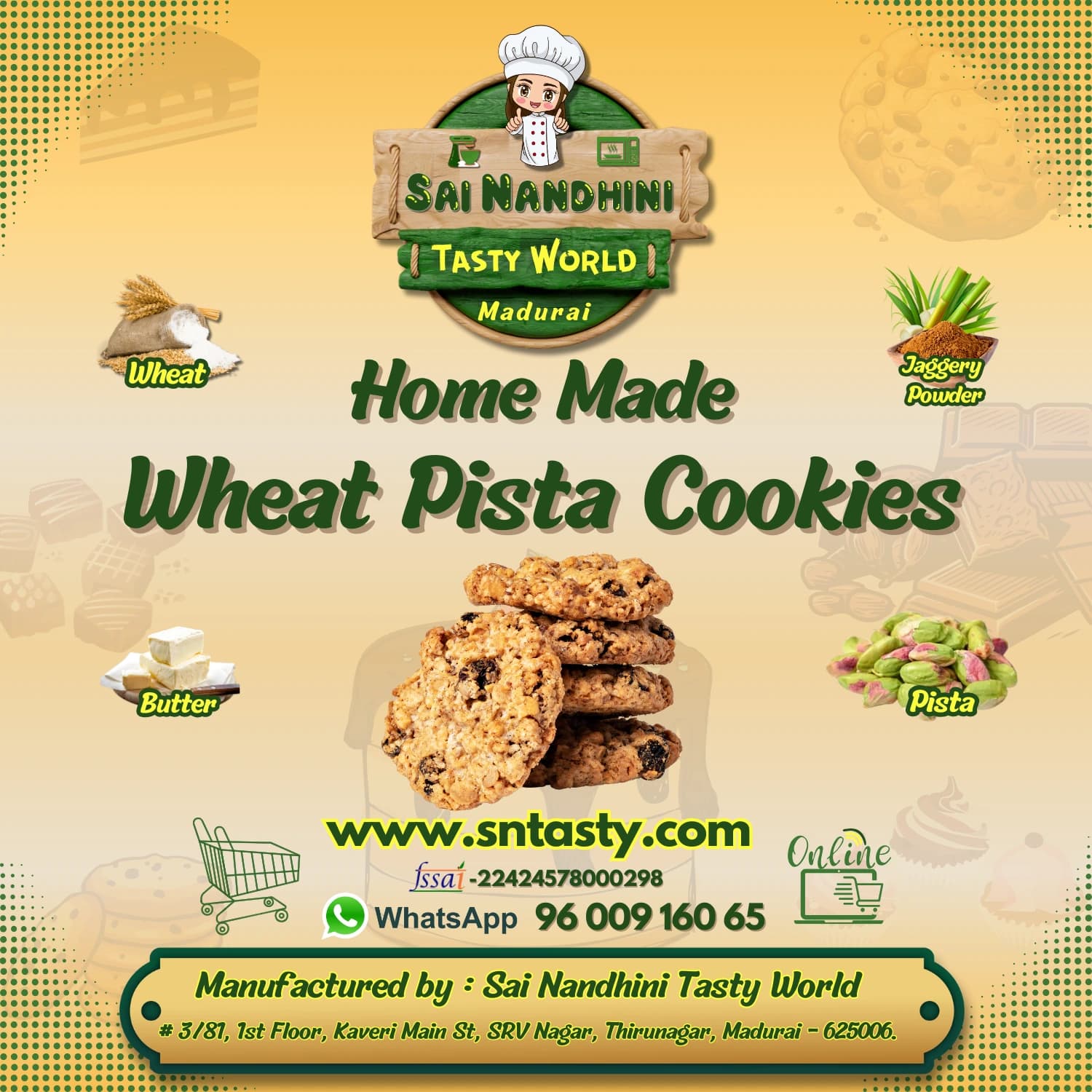 Wheat Pista Cookies